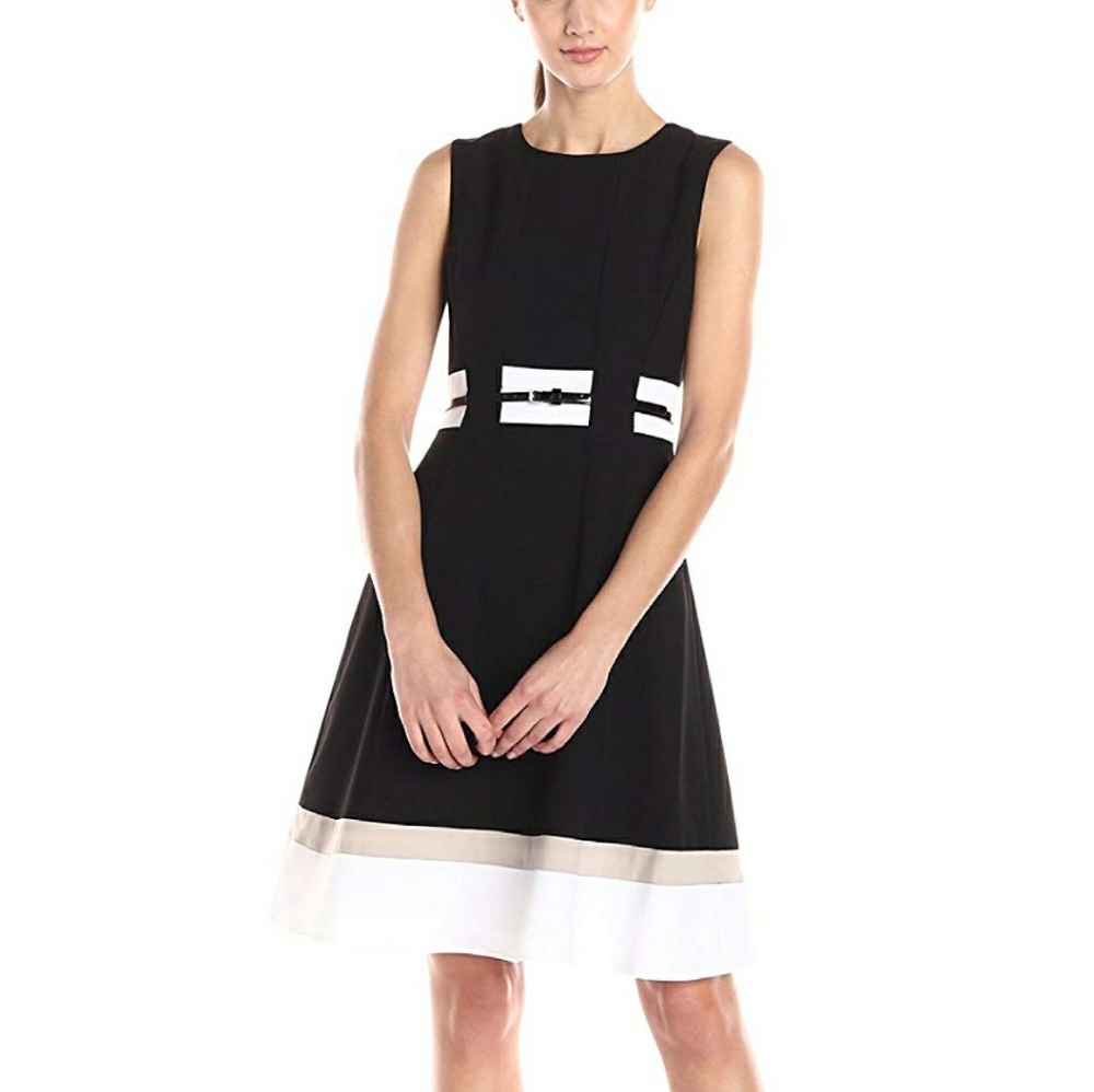 Calvin Klein Fit-And-Flare Color Block Dress